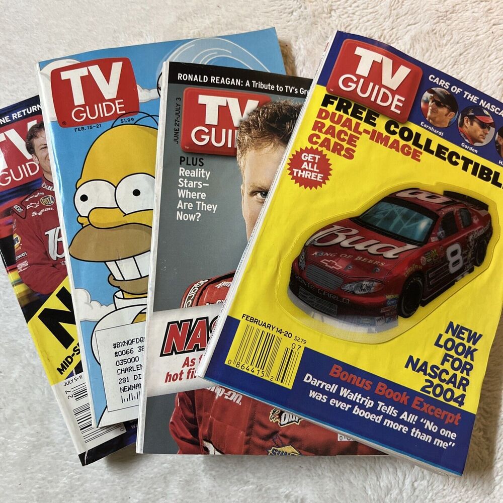 Lot of 4 TV Guide Books 2003 2004 NASCAR Collectible Dual-Image Car